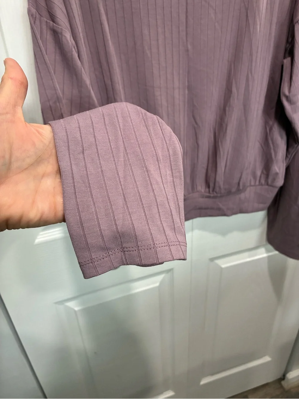 Mystree Ribbed Two-Piece Lounge Set in Dusty Lavender - Picture 5 of 8